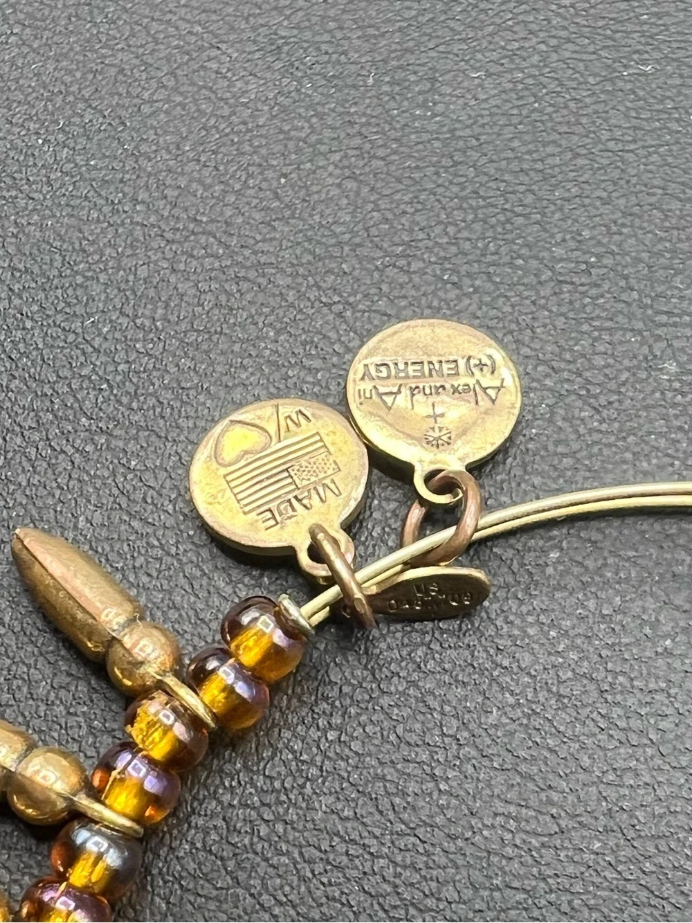 Alex and Ani Gold and Amber Spike Charm Bangle USA